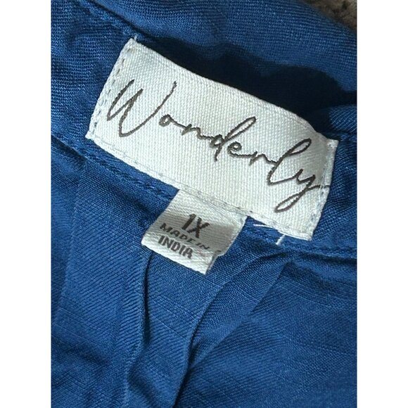 Wonderly Women Sleeveless Button Up Dress 1X Blue Lightweight Tunic Pockets 1810 - Picture 5 of 6